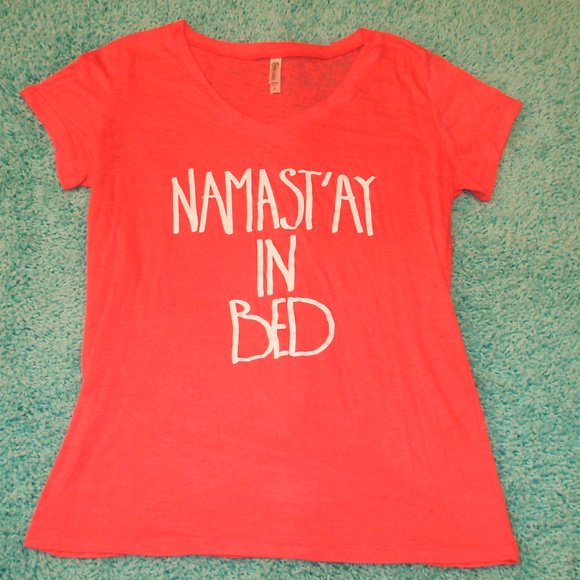 Mark Classic Tops - Namast'ay In Bed Coral Burnout Shirt